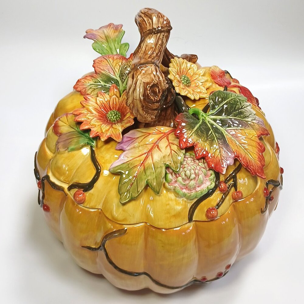 Fitz & Floyd Vintage Classic Harvest Heritage Pumpkin Soup Tureen Large - Picture 4 of 9